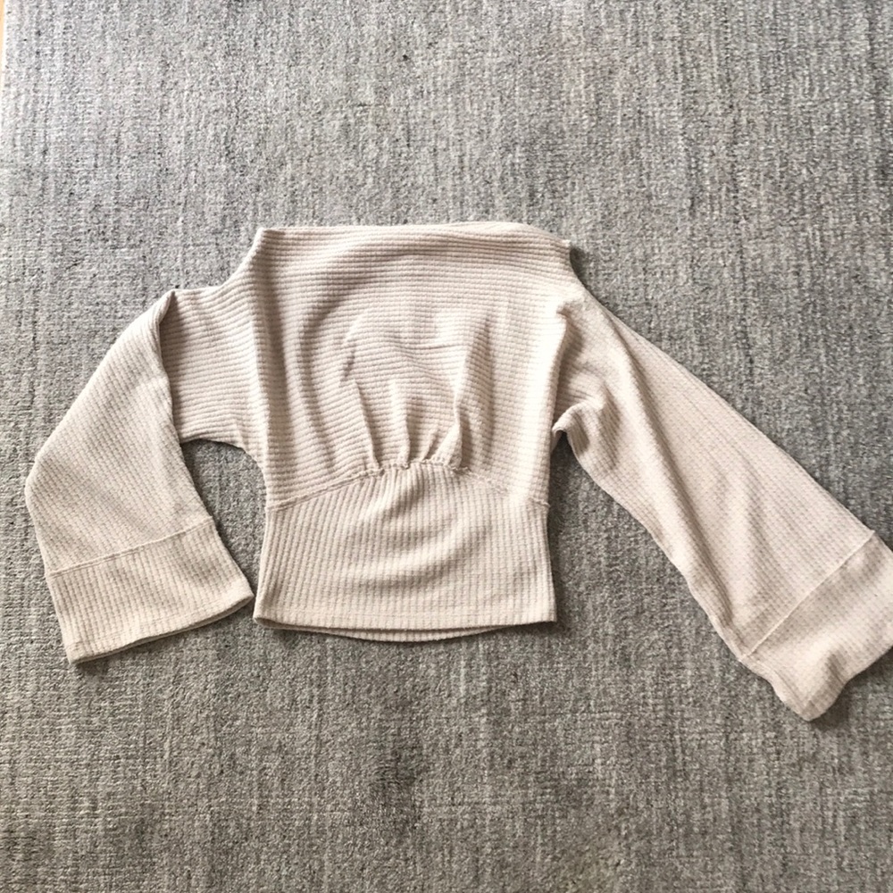 Free People bare shoulder waffle top